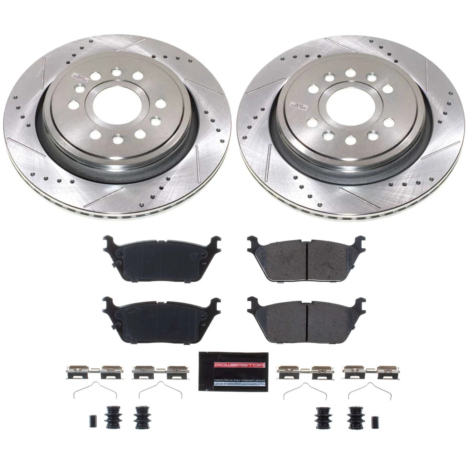 PowerStop Rear Z23 Evolution Sport Carbon-Fiber Ceramic Brake Pad and Drilled & Slotted Rotor Kit Fits: JEEP Select Models K8873