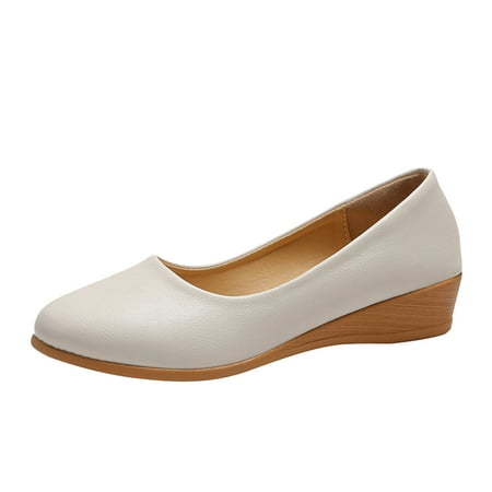 

EHQJNJ High Heels for Women Wide Feet Closed Toe Fashion Spring and Summer Single Shoes Wedge Heel Round Toe Medium Heel Shallow Mouth High Heels for Women Wide Feet Closed Toe