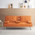 thumbnail image 6 of Yardi Yard Leather 67" Sofa Convertible Sofa Bed, Living Room Orange Futon Couch, 6 of 12