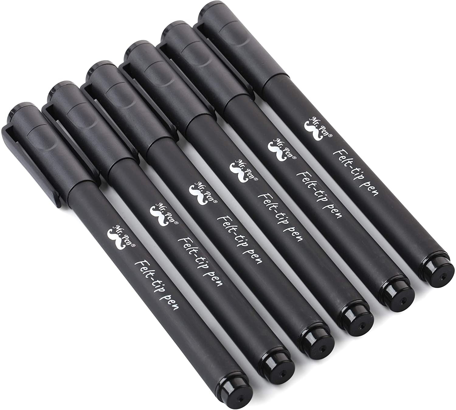 Mr. Pen- Pens, Felt Tip Pens, Black Pens, Pack of 6, Fast Dry, No Smear