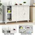 thumbnail image 7 of HLR 48"W Vintage Wood 4 Doors Sideboard Buffet Cabinet with Storage for Living Room, Credenza White., 7 of 7