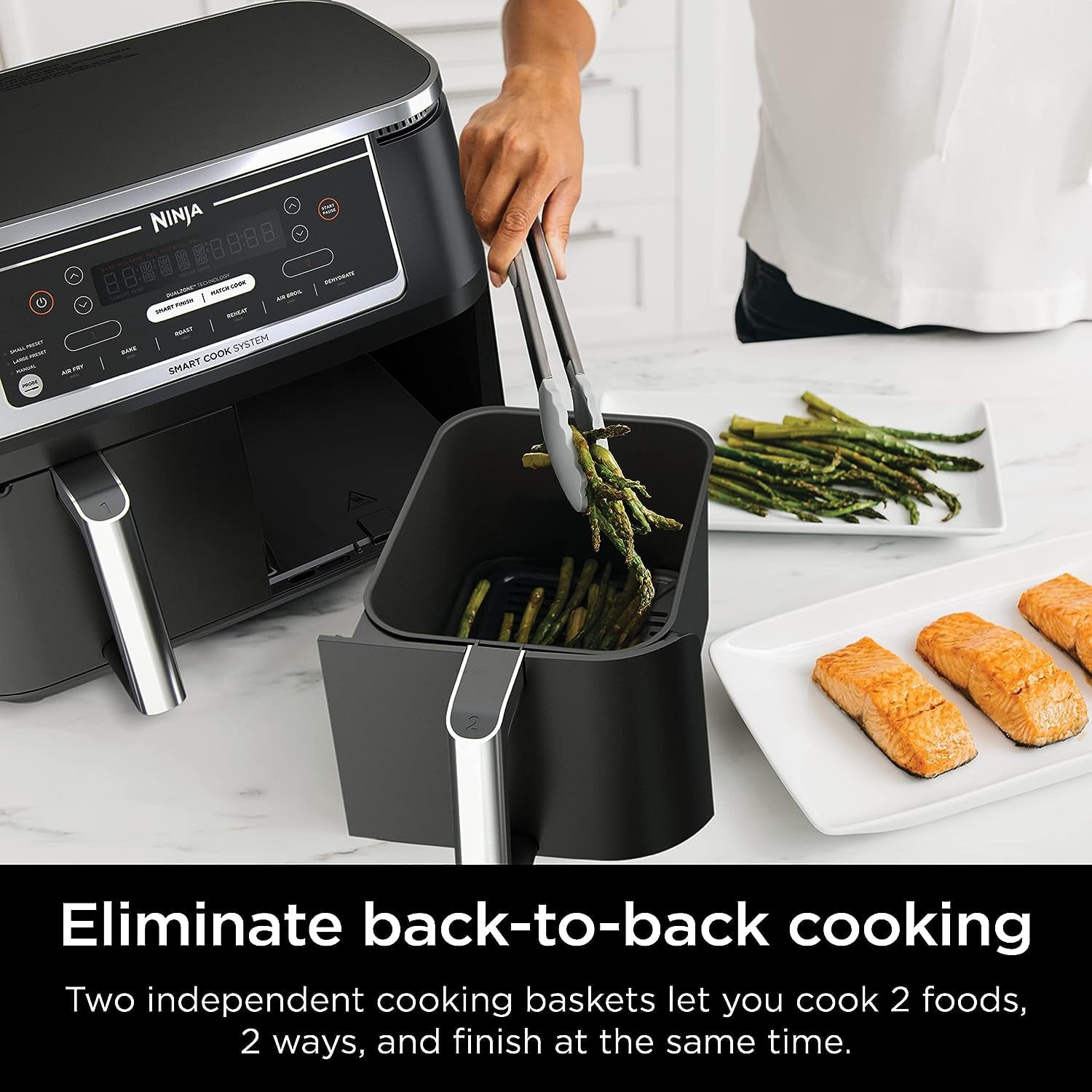 Ninja Foodi 6 in 1 10 qt XL 2 Basket Air Fryer with Dual Zone Technology  Smart Cook System Black｜TikTok Search
