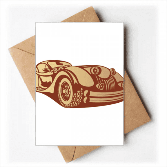 Brownish Red Classic Cars Outline Greeting Cards You are Invited Invitations