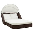 thumbnail image 1 of vidaXL Sun Lounger with Canopy Poly Rattan Brown, 1 of 4