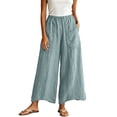 thumbnail image 2 of Xdegoge Palooza Wide Leg Pants Women Casual High Waisted Elastic Waist Trousers with Large Pockets Loose Fit Relaxed Lounge Summer Beach Bottoms, 2 of 6