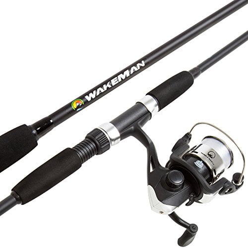 Wakeman Fishing Rod and Reel Combo, Spinning Reel, Fishing Gear for Bass and Trout Fishing, Great for Kids, Black - Swarm Series, 65 Inches