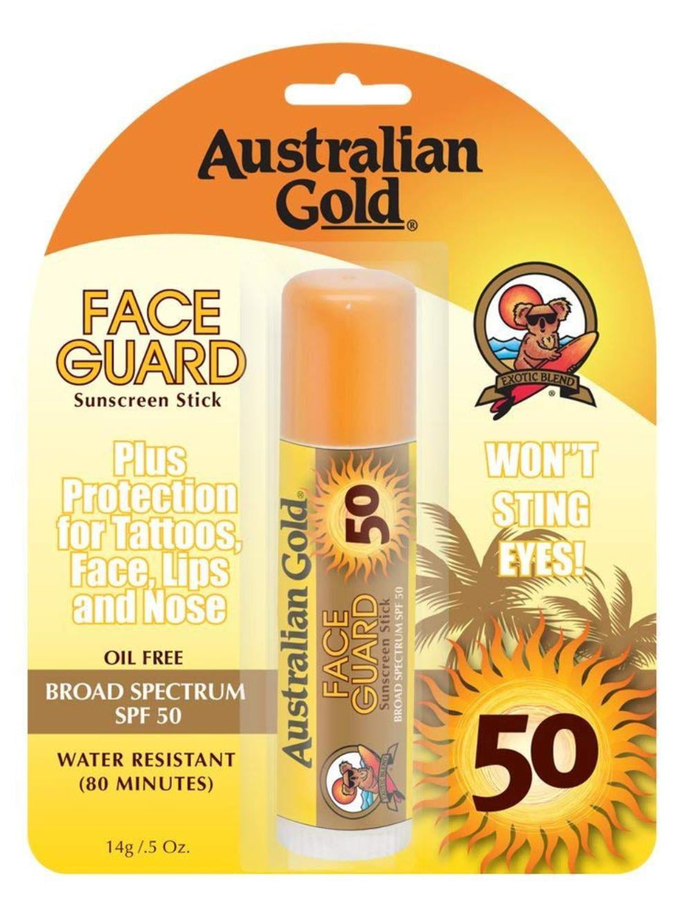 Face Guard Sunscreen Stick, For Use on Face, Lips, & Won't Sting Eyes, Broad Spectrum, Water Resistant, Free, Paraben Free, PABA.., By Australian Gold,USA - Walmart.com