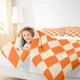 thumbnail image 4 of Feelyou Moder Square Abstract Bedding Comforter Set for Kids, Chic Orange Plaid Twin Comforter Sets, Pixelated Blocks Miners Reversible Bedding Set, Ultra Soft Bedroom Decor, 2-Piece, 4 of 8