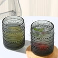 thumbnail image 3 of Juego de 2 vasos para beber de cristal vintage, vasos de vidrio con forma de tachuela de 12 oz, vaso de agua transparente con relieve, para cerveza, cócteles y whisky, 3 of 5