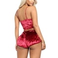 thumbnail image 3 of Conjunto de pantalones cortos de terciopelo sexy para mujer, ropa de dormir, ropa interior, lencería, regalo, rojo, XXL Scienceny XX000204-14, 3 of 7
