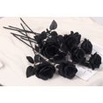 thumbnail image 4 of 12 PCS Artificial Flowers Roses Fake Silk Flowers Long Stem Faux Flowers Roses for Home Wedding Party Outdoor Decorations(Full Black), 4 of 5