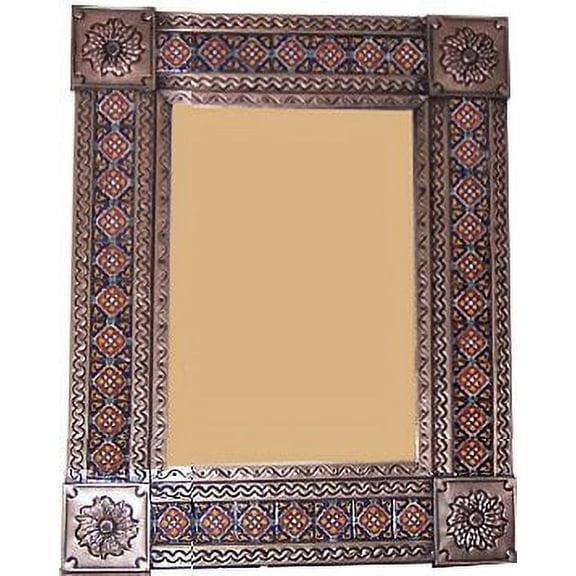 Medium Brown Grenada Tile Talavera Tin Mirror