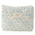 thumbnail image 2 of 3Pcs Floral Cosmetic Bag Printed Women Cotton Daily Bag Purse Set (Blue Flower), 2 of 10