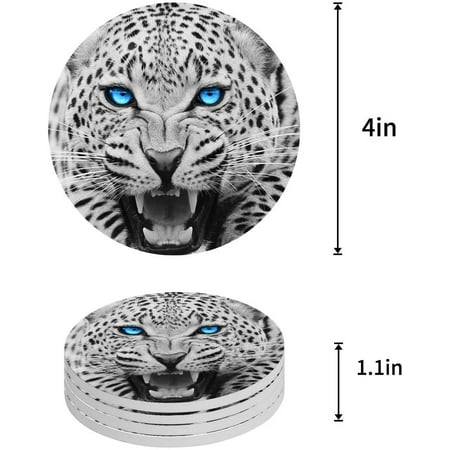

FMSHPON Leopard Set of 6 Round Coaster for Drinks Absorbent Ceramic Stone Coasters Cup Mat with Cork Base for Home Kitchen Room Coffee Table Bar Decor