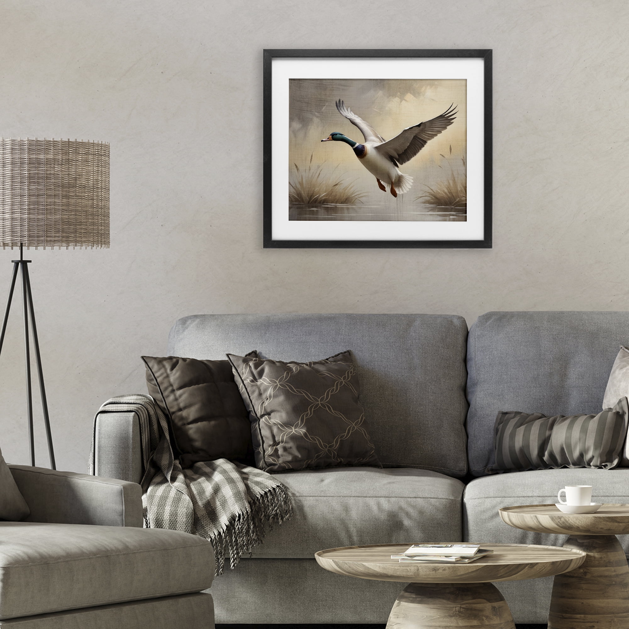 Stupell Industries Gliding Mallard over Wetlands Black Framed Print Under Glass, design by Susan Arnot