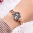 thumbnail image 3 of LVPAI Reloj de cuarzo con correa de aleación y números romanos retro a la moda para mujer (oro rosa + negro), 3 of 4