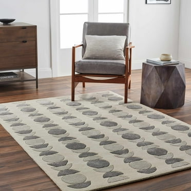 Hauteloom Matt Wool Living Room, Bedroom Area Rug - Contemporary - Sage, Taupe, Off White - 2' x 3'