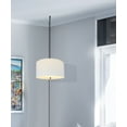 thumbnail image 3 of 2 Light Swag Plug-In Pendant 16"w White Linen Drum with Diffuser, Black Cord, 3 of 8