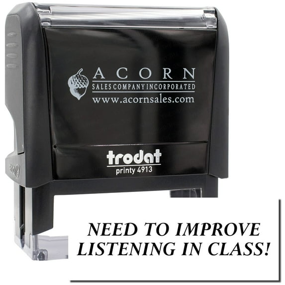 Large Self-Inking Need To Improve Listening Stamp, Trodat Printy 4913, Press and Print Stamping, Impression Size 7/8" x 2-1/4", Up to 10,000 Impressions - Black Ink