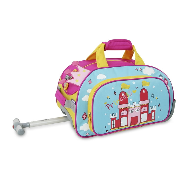 J World Girls Kids Travel Duffle Bag with Wheels Carry on Princess