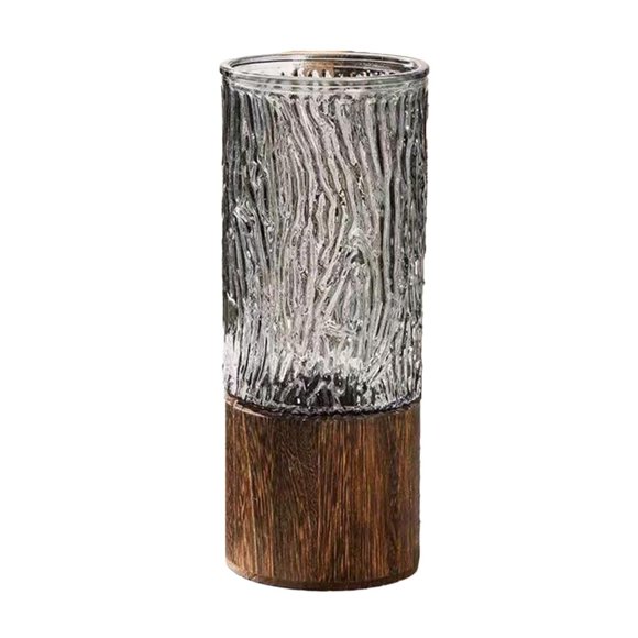 Feltree Tree Bark Texture Glass Vase, Thickened Base Bohemian Floor Decor for Floral Arrangements & Hotel Lobby Accent