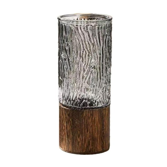 Feltree Tree Bark Texture Glass Vase, Thickened Base Bohemian Floor Decor for Floral Arrangements & Hotel Lobby Accent