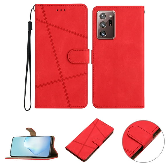 Feishell Wallet Case for Samsung Note 20 Ultra, Premium PU Leather [Folio Flip][Kickstand][Card Slots][Wrist Strap][Magnetic Closure] Phone Cover for Samsung Galaxy Note 20 Ultra, Red