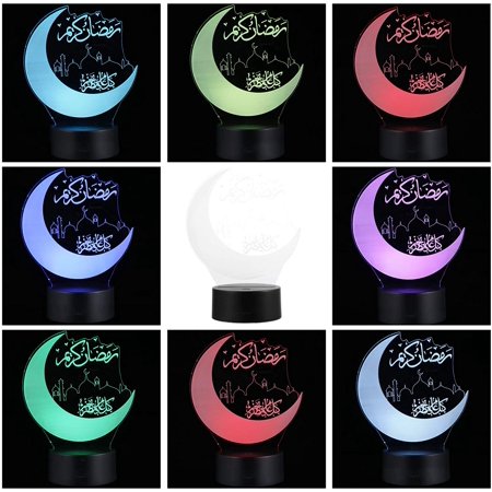 3D Ramadan Acrylic Night Light Lesser Bairam EID Mubarak LED Table Desk ...