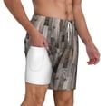thumbnail image 3 of Balery Wooden Texture Mens Swim Trunks Swim Shorts for Men Quick Dry Inseam Beach Shorts with Compression Liner Pocket-Small, 3 of 9