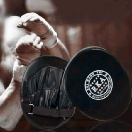 2x PU Leather Boxing Mitt Target Focus Punching Glove Training Pad for Thai Kick MMA Combat Karate