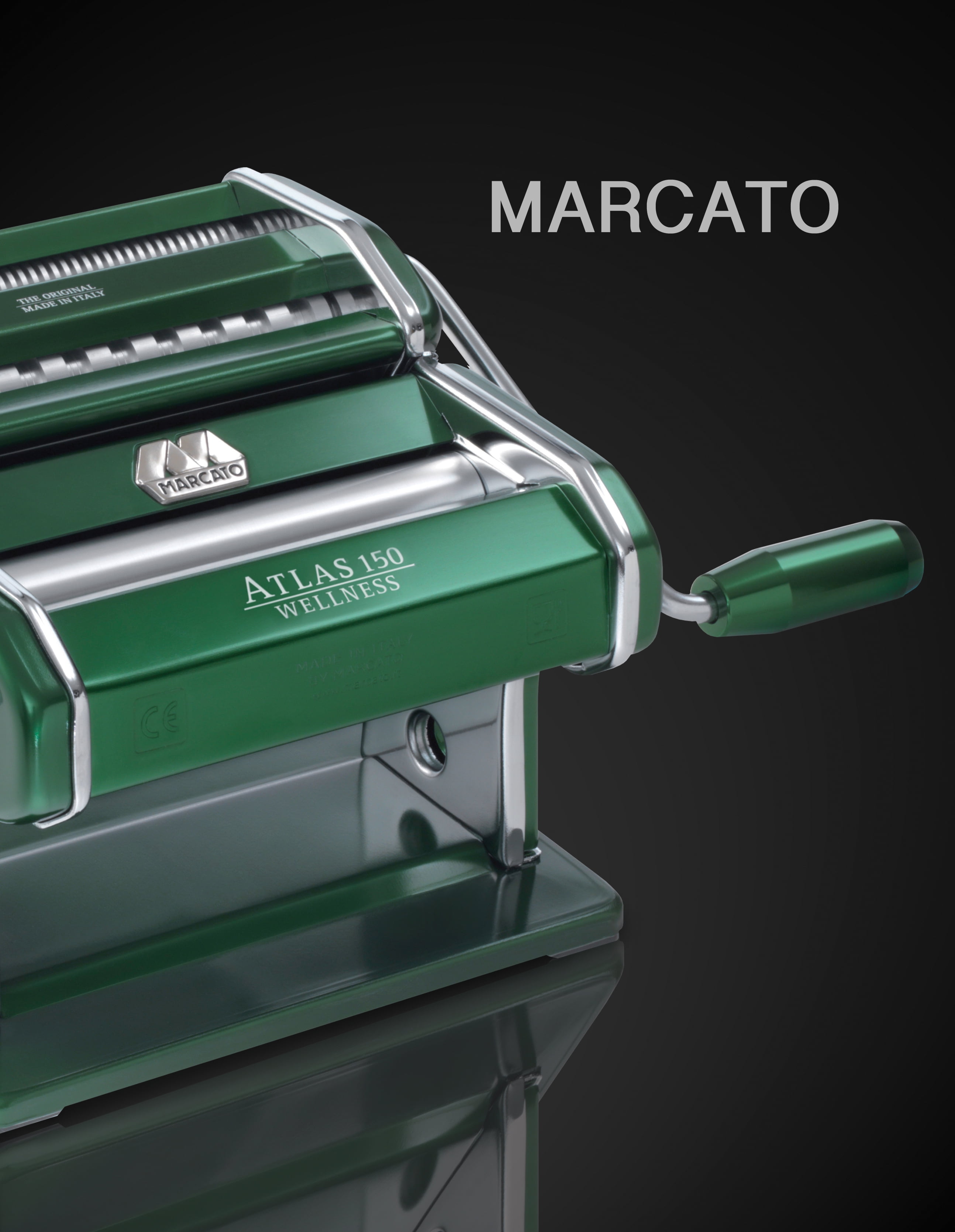 Marcato Atlas 150 Pasta Machine, Made in Italy, Red, Includes Pasta Cutter,  Hand Crank, and Instructions 