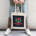 thumbnail image 2 of Festive Navy Blue Tote Bag with Santa Hat & Christmas Trees - Perfect for Holiday Shopping Parties & Travel - Reusable Canvas Bag, 2 of 4