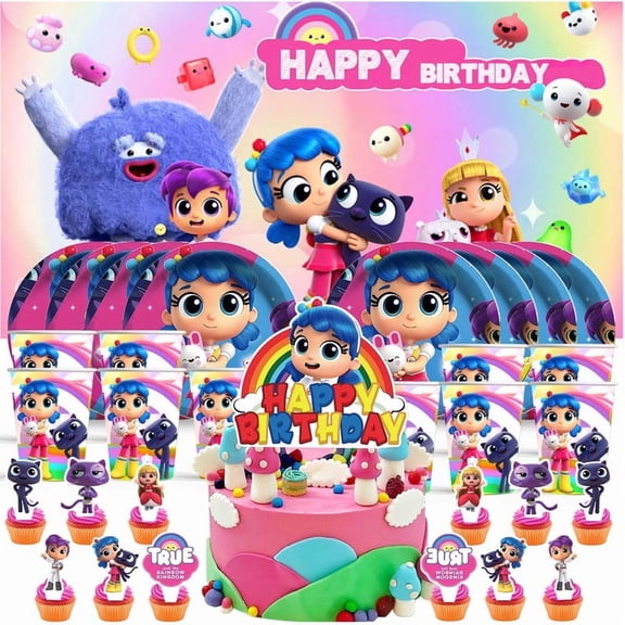 True and the Rainbow Kingdom Birthday Cups Party Supplies Decor Backdrop Paper Plates Fans Decorations Banner