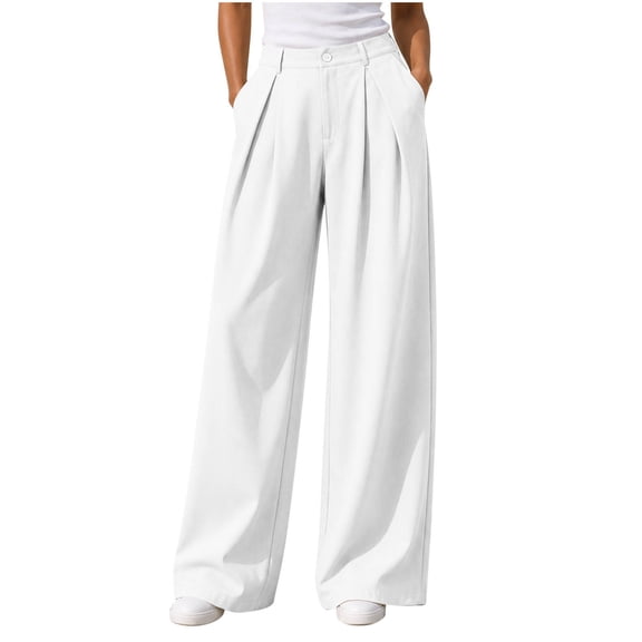 SAWOBUUN Women Wide Leg Dress Pants High Waisted Pleated Loose Fit Business Casual Work Trousers with Pockets