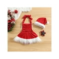 thumbnail image 3 of Bagilaanoe Newborn Baby Girl Christmas Romper Dress Sequins Ruffle Sleeveless A-line Princess Dresses + Hat 3M 6M 12M 18M 24M Infant Plush Trim Patchwork Tutu Jumpsuits Skirt, 3 of 9