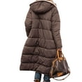 thumbnail image 2 of Innerwin Overcoats Long Sleeve Ladies Fleece Jacket Winter Hooded Loose Sherpa Coat Coffee M, 2 of 3