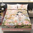 thumbnail image 5 of ZIATUBLES Cat Floral Print Queen Bed Sheets, Lightweight Comfy Bedding Set, 3 Piece Bedding Set with Elasticized 9.8" Standard Pocket Fitted Sheet and 2 Pillowcases, 5 of 9