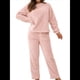 thumbnail image 2 of Pijama de 2 Piezas para Mujer, Conjunto de Ropa de Estar por Casa, Suéter de Punto, Cuello Redondo, Larga, Conjuntos Peludos Rosa XL, 2 of 8