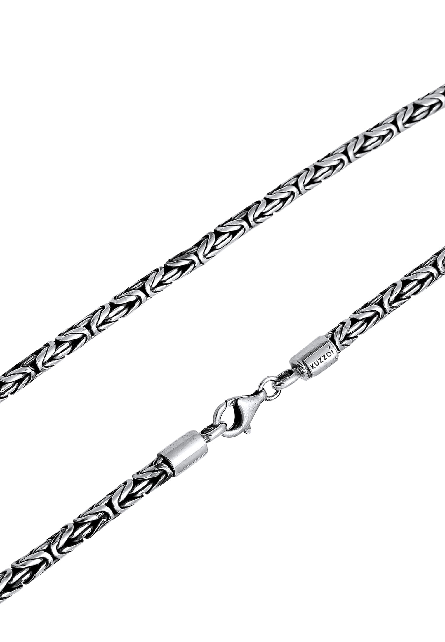 KUZZOI Men 0.16" Byzantine Link Chain Necklace 925 Silver oxid 20 - 24 inch