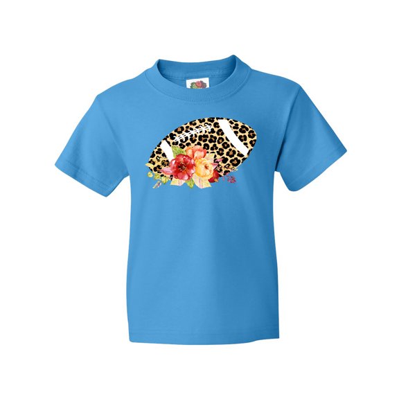 Inktastic Football with Flowers and Leopard Spots Youth T-Shirt