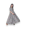 thumbnail image 6 of Grey: Muslin Printed Work Traditional Gown,Cultural Wear for Women,01, 6 of 7
