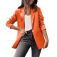 thumbnail image 1 of Gibobby Blazer de mujer elegante Blazer de frente abierto para mujer casual manga larga abotonado para el trabajo oficina chaqueta con bolsillo(Naranja,M), 1 of 5