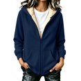 thumbnail image 2 of Women's Fleece Hoodie - Warm Long Sleeve Pullover Sweatshirt, Navy, 2 of 4
