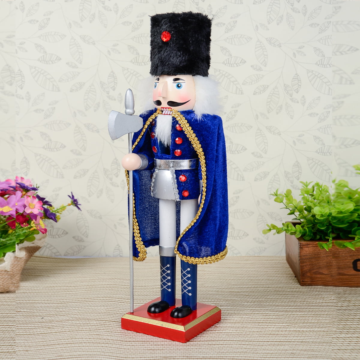 King and Soldier Figurine Display Ornaments Set for Christmas Decor Bagpipe A/A 12 Inches Christmas Decoration Wooden Soldier Nutcracker 