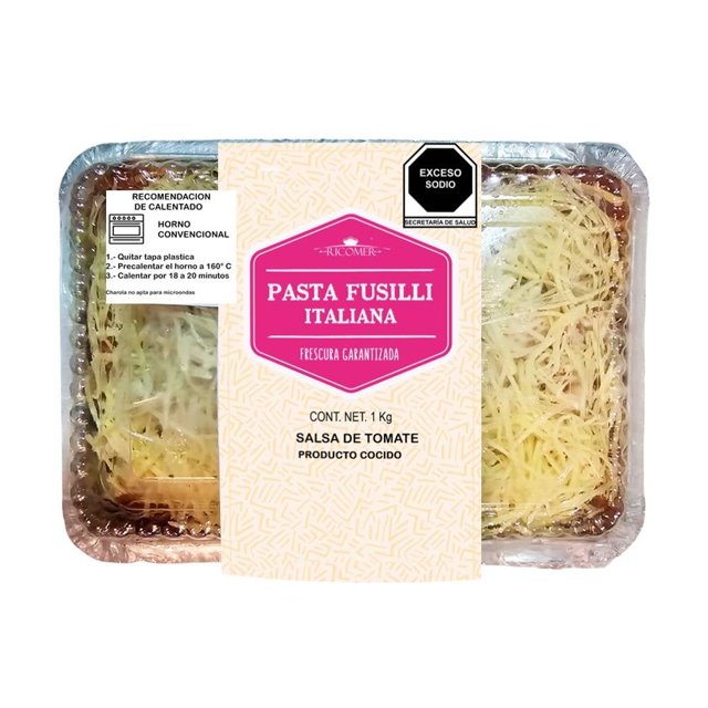 Pasta Fusilli Ricomer en salsa de tomate con queso 1kg