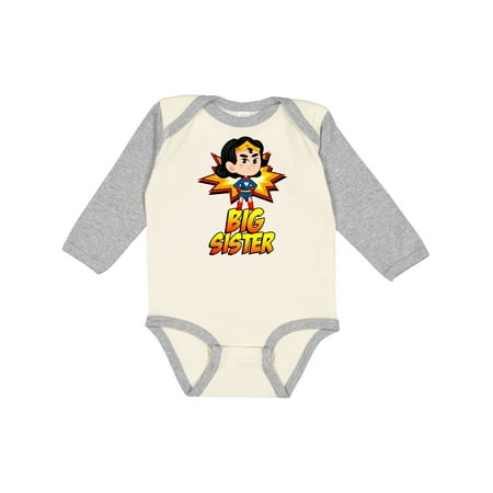 

Inktastic Big Sister Superhero Gift Baby Girl Long Sleeve Bodysuit