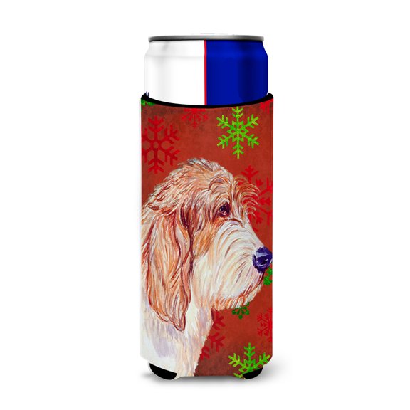 Petit Basset Griffon Vendeen Red Green Snowflake Christmas Ultra Hugger for slim cans
