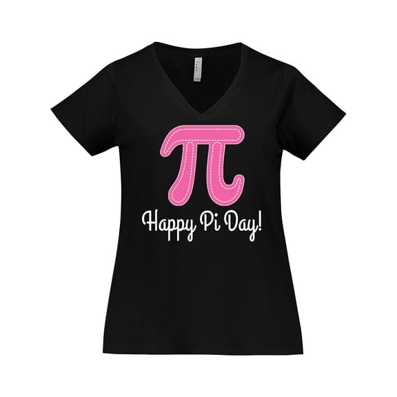 Inktastic Happy Pi Day Pink Math Symbol Women's Plus Size V-Neck T-Shirt