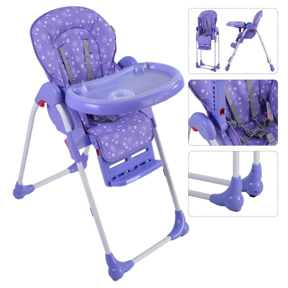 Folding Baby High Chair Infant Toddler Feeding Booster Seat Adjule Qty