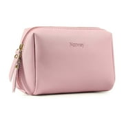 Travel Toiletry Bag Mini Vegan Leather Makeup Bag Travel Cosmetic Pouch, Pink